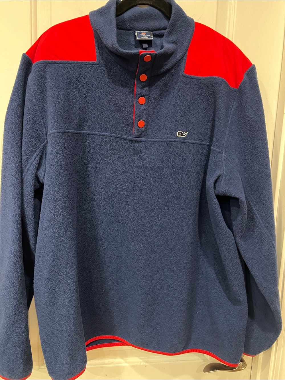 Vineyard Vines Navy Fleece Pullover with Red Accents